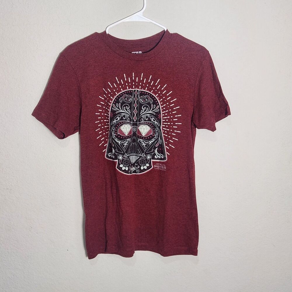 Star Wars Darth Vader Sugar Skull Graphic T Shirt Red Short Sleeve Size Small